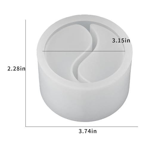 japleed Tai Chi Candle Holder Silicone Mold Yin Yang Candle Vessels Resin Concrete Cement Mold Unique Silicone Resin Jar Box Container Storage Mold DIY Jewelry Trinket Holder Succulent Pot Decoration