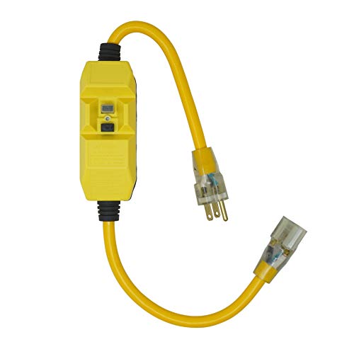 Up To 60% OFF Woods 2817 Jacket Contractor Grade SJTW Super Flexible Extension Cord with in-Line Gfci and Lightened End, 3 12 Awg, 15 A, 1-Outlet, Yellow