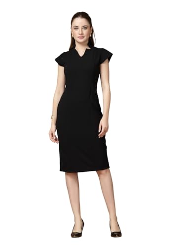 Robe moulante en maille fine polyknit noire : finitions haut de gamme
