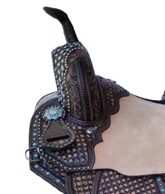 Kayfcrafts All Black Leather Dressage Saddle for Horse Riding Deep Seat Wool Filled Panels High Knee Rolls Excellent for Equestrian (18