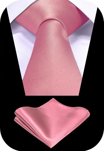 Image of TIE G Solid Satin Woven dyed Color Formal Black Necktie and Pocket Square Sets in Gift Box