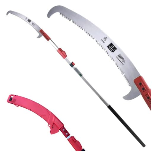 EZ Kut Kamikaze 20' Extending Pole Saw, SK-4 Hardened Carbon Steel Blade, Raker Gaps and Double Hook, Rubber Coated Grip