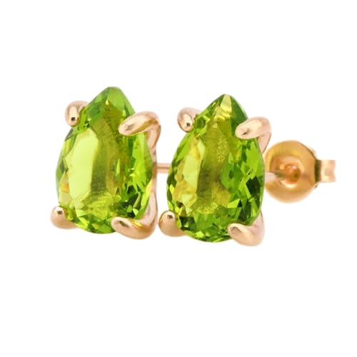 Puces d'oreilles en péridot poire, le bijou poétique en argent doré à s'offrir comme un talisman