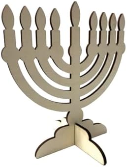 Scribbles Wooden Hanukkah Menorah Free Standing, Light Wood, DIY Arts and Crafts Project, 7.75 x 7.15 Inches, Traditional 9-Branch Design, Pack of 3 image 4
