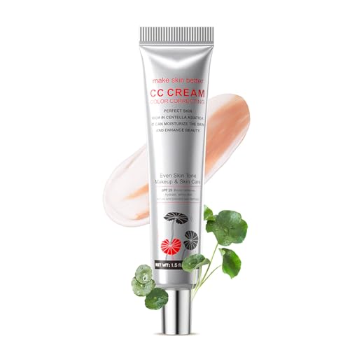 CC Cream con Centella Asiática, crema facial tintada con SPF 25, corrección de color, base de maquillaje, resistente al agua y de larga duración, crema CC para tez radiante, hidratación y cuidado de
