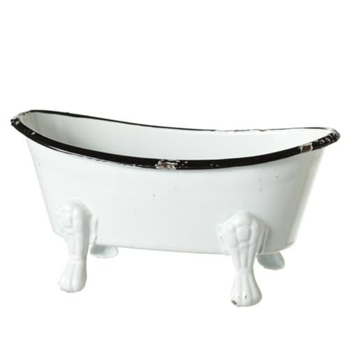 Black and White Bathtub Metal 5.5 x 2.75 Decorative Counterop Figurine