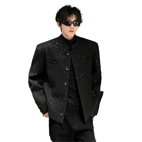 Veste de costume d'automne pour homme coupe courte et col montant