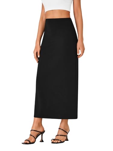 LYANER Women's Casual High Waist Slit Split Back Work Pencil Maxi Skirt4