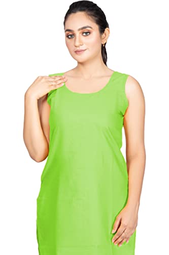 Image of Women's Cotton Long Camisole for Kurti /Suit Slip /Long Inner /Samij for Women Sameej /Knee Length Inner Wear /Sameez /Kurti Slip /Round Neck /Invisible