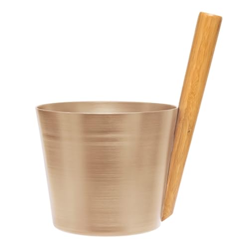 Weigand Wellness - Cubo para sauna (aluminio, 5 L, con mango de bambú), color champán