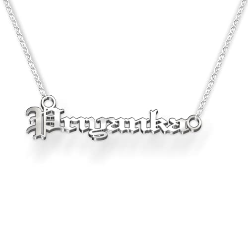 Image of Priyanka Cursive Gold & Silver Name Pendant Necklace, Best Jewelry Gift for Girls.
