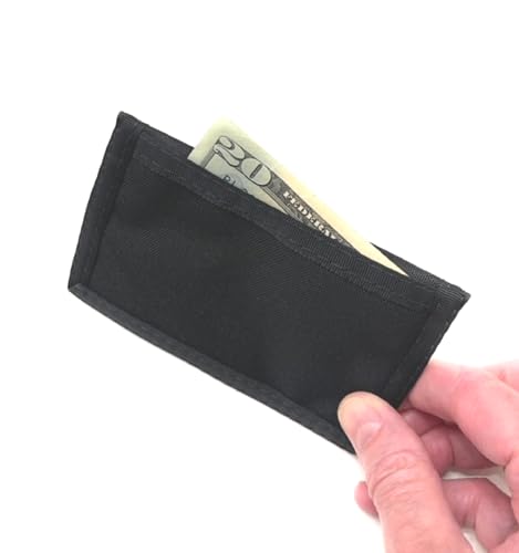 Minimalist Front Pocket Slim Wallet/Inside Keyring Lanyard Attachable / 76PL-V2 (Black)2