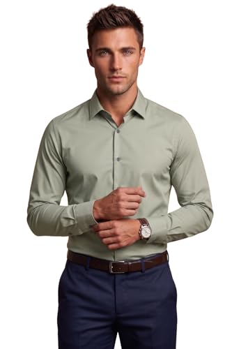 Image of Louis Philippe Men's Slim Fit Bamboo Blend Sustainable Stretch Young Formal Shirt