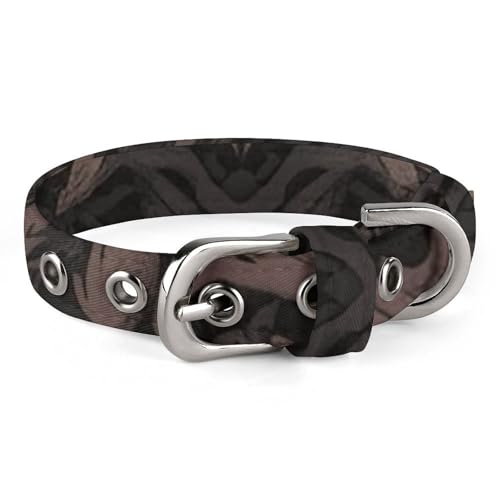 Collier chien personnalisé et réglable imprimé crâne damassé gothique