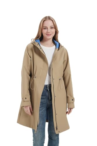 Image of RAGEMAN Womens Windproof Jacket, Water-Resistant Classic Trench Coat - Lightweight Nylon Cotton Blend with Adjustable Waist Belt for Spring Autumn