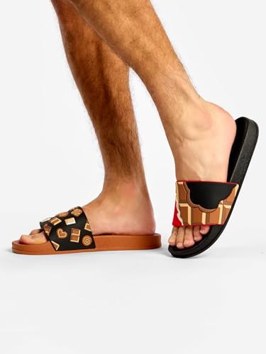 Dedoles Badeschuhe & Hausschuhe Damen Herren & Kinder Badesandalen lustige Designs Bücher Kaffee Party Pizza Fuchs Bär Lama Wolken Geschenk, Farbe: Schokoladenliebe, Gr.: 41 EU 2