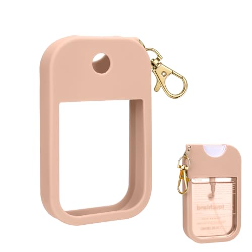 AIERSA Hand Sanitizer Spray Case Compatible with Touchland Silicone Hand Sanitizer Case Holder with Keychain for Touch Land Mist 1FL. OZ (Blush Beige)