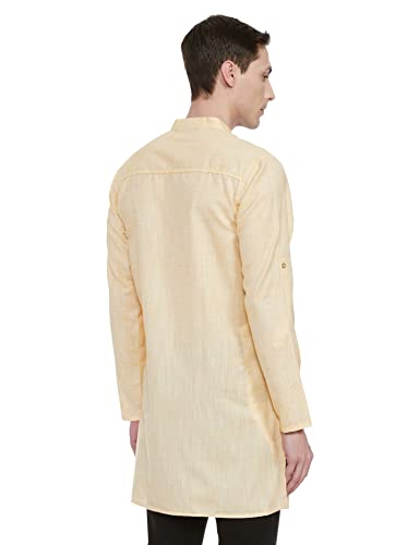 Image of Diverse Men's 70PercentPoly and 30PercentCotton Slim Embellishment Solid Kurta