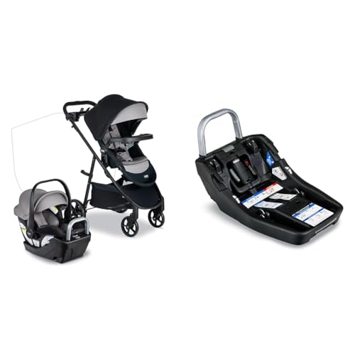 Image of Britax Willow Brook S+ Baby Travel System, Infant Car Seat and Stroller Combo with Alpine Base, Graphite Onyx & Alpine™ Infant Car Seat Base with ClickTight®