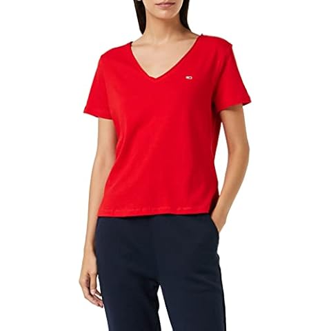 Camiseta Tommy Hilfiger delgada y suave con cuello en V para mujer Cover