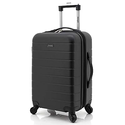 Wrangler Smart Spinner Hardside Luggage, 22-Inch Carry-On, Black