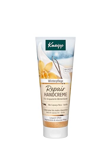 Kneipp Repair Handcreme Winterpflege, Regeneriert und schützt trockene und strapazierte Hände, reichhaltige Pflege mit Safran- und Maronenextrakt sowie natürlich pflegender Sheabutter, 75ml