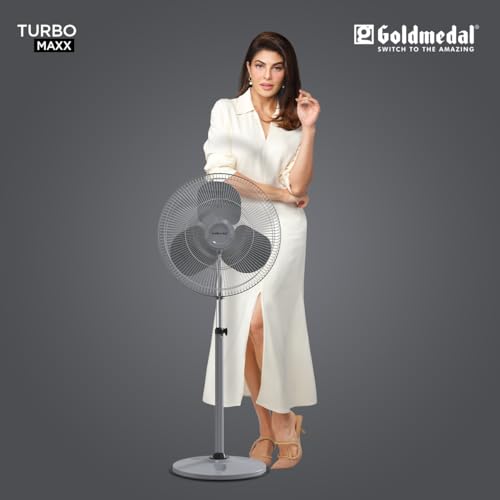 Image of Goldmedal TURBO MAXX 500 mm PEDESTAL FAN For Home & Office| High Air Delivery | High RPM | (Grey)