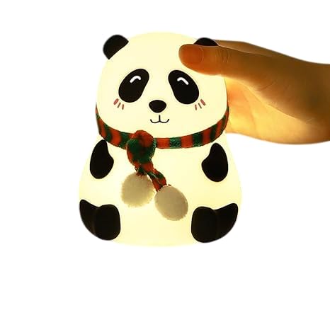LIVIQUE Color Changing Tap Control with 3-Level Brightness Panda Lamp | 7 Colors Changing Rechargeable Portable Silicone Nightlight | Night Lamp and Kids Room Decor