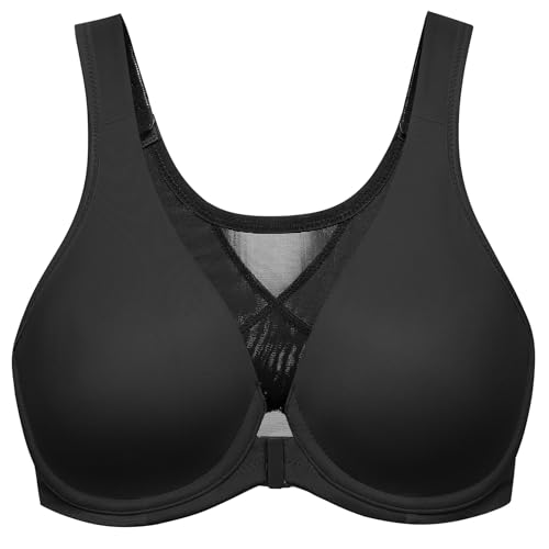 MELENECA - Sujetador Corrector de Postura sin Aros con Soporte para la Espalda y Cierre Frontal para Mujeres Negro 95C