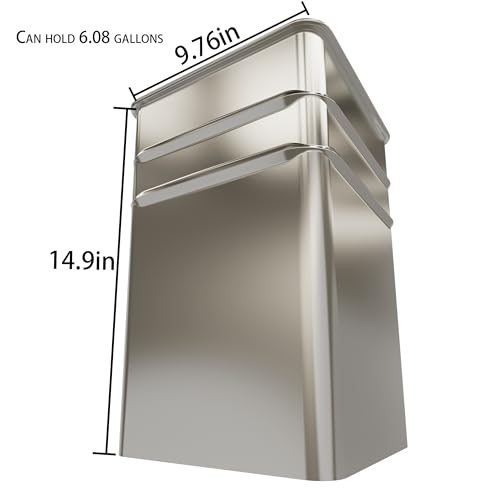 CrazyAnt Commercial Trash Can - 42L Heavy Duty Stainless Steel Garbage Bin with Ashtray & Liner, Fingerprint-Resistant Indoor Outdoor Waste Container for Restaurant,Hotel,Shopping mall,13"x13"x30" - Image 6