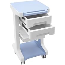 3 Tier Utility Cart with Wheels, Mobile Storage Cart with 2 Drawers Load Capacity About 110lbs, Beauty Salon Trolley with 4 Wheels 2 with Brakes for Medical, Hospitals, Clinics, Spas, Labs Blue