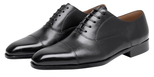 Santimon Mens Dress Shoes Formal Oxfords Genunie Leather Modern Fashion Derby Prom Wedding Business Casual Suit Shoes Tuxedo Shoes for Men