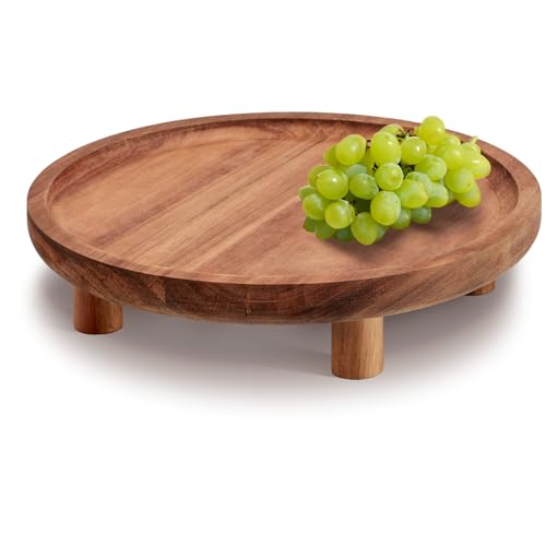 COM-FOUR® bricka av akaciaträ - rund dekorbräda med 4 ben - serve...