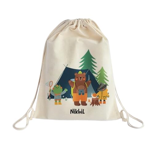 zoomin drawstring bags for your kids with their name or any text of your choice, gift for birthday parties, return gifts, back-to-school, and gifts