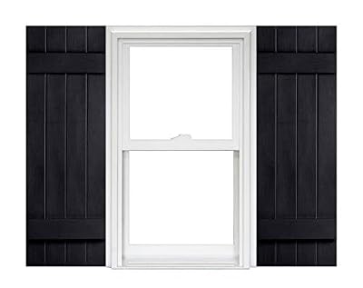 Polaris Homeside 4 Board and Batten Joined Vinyl Shutters (1 Pair) 14-1/2in. x 43in. - 050 Black