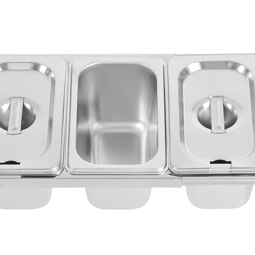 Station de garniture pour pizza en acier inoxydable robuste à 8 compartiments - 5