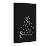 MGDUJGH Póster de silueta en blanco y negro, decoración estética, arte inusual, 4 lienzos, pósteres e impresiones estéticas para habitación, dormitorio, oficina, decoración de 60 x 90 cm