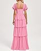 GATMAHE Square Neck Pink Bridesmaid Dresses for Wedding 2025 Pink A Line Ruched Chiffon Tiered Floor Length Beach Wedding Guest Dress US2 #1