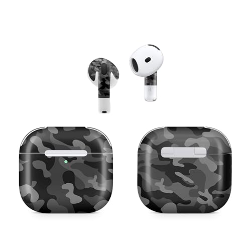 (2 Pack) Headphone Skin Compatible with Apple AirPods 4 - Black Camo - Premium 3M Vinyl Protective Wrap Decal Cover - Easy to Apply | Crafted in The USA by MightySkins by Vision Signs & Graphics - Used condition - US$7.95