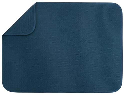 Image of S&T INC. Dish Drying Mat XL, 18 inch x 24 inch, Absorbent Microfiber Kitchen Counter Mat, Dish Drying Pad for Dishes, Utensils, Pots and Pans, Extra Large, Navy