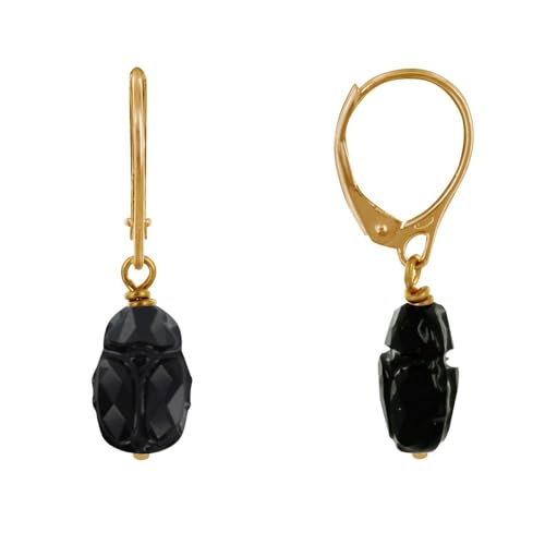 Boucles d'oreilles dormeuse scarabée en or plaqué et cristal de haute qualité