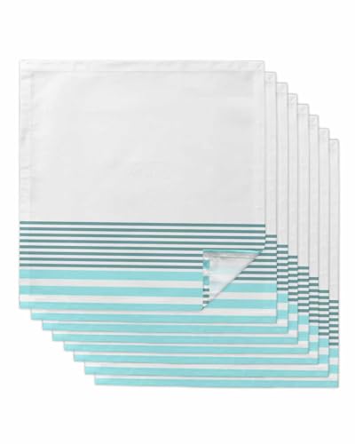 Servilletas de Tela Turquesa a Rayas Set x8 50.5x50.5 cm miniatura 1