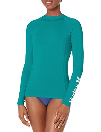 Hurley Women's Standard One and Only Long-Sleeve Rashguard, Emerald, Large