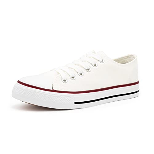 ZAPSHOP, Zapatillas Deportivas, Zapatillas Deporte Sneakers, Suela Caucho, Talón 2cm, Zapato Casual Tela, Transpirable Trabajar o Pasear, Talla 36-41, Blanco, Recomendamos Una Talla Más Grande.