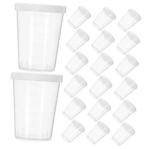 KICHOUSE 20pcs Cups Screw Lid Lab Measuring Cups Graduated Liquid Easy to Read Leakproof Plastic