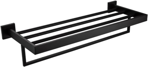 Porte-serviettes noir acier inoxydable 304 au design minimaliste pour salle de bain épurée