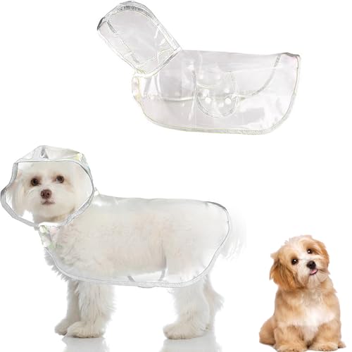 SSyang Pet Raincoat, Raincoat for Dogs with Hood Waterproof for Small and Medium Dogs Adjustable Transparent Poncho Raincoat (M,White)
