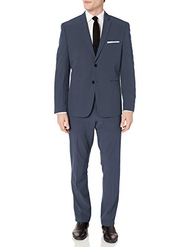 Perry Ellis Men's Slim Fit Machine Washable TECH Suit, Charcoal Solid, 44 Short