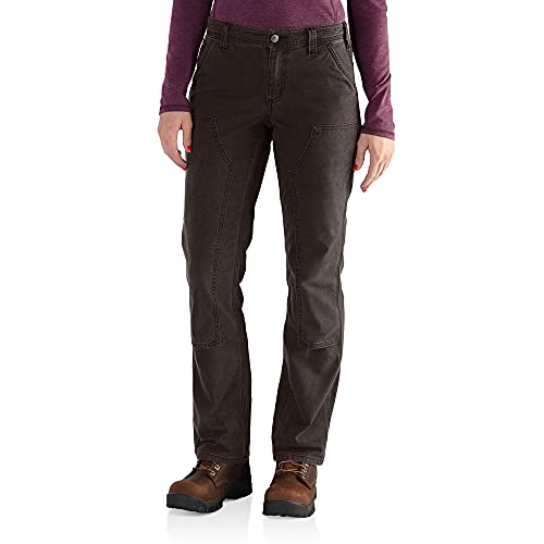 Carhartt womens Rugged Flex Loose Fit Canvas Double-front Work Pants, Dark Brown, 4 Short US