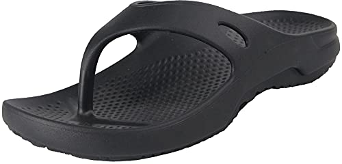 Arch Support Orthotic Sandals for Women Comfy Exercise Active Sport Recovery flip flops Lady Memory Foam Thong Shoes Summer Casual House Slippers Black Size 8.5 Men Size 6.5 Plastic Bathroom Spa Foot